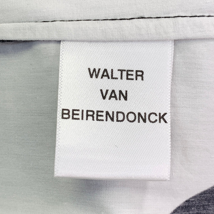 WALTER VAN BEIRENDONCK Size L Black White Graphic Cotton Long Sleeve Shirt