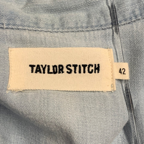 TAYLOR STITCH Size L Blue Wash Cotton Snaps Western Long Sleeve Shirt