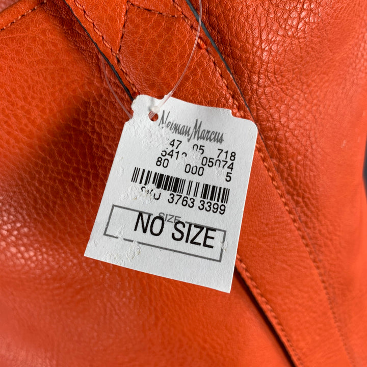 NEIMAN MARCUS Orange Gold Pebble Grain Faux Leather Tote Bag