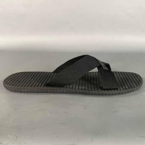 DIOR HOMME Size 10 Black Mixed Fabrics Rubber Canvas Straps Sandals