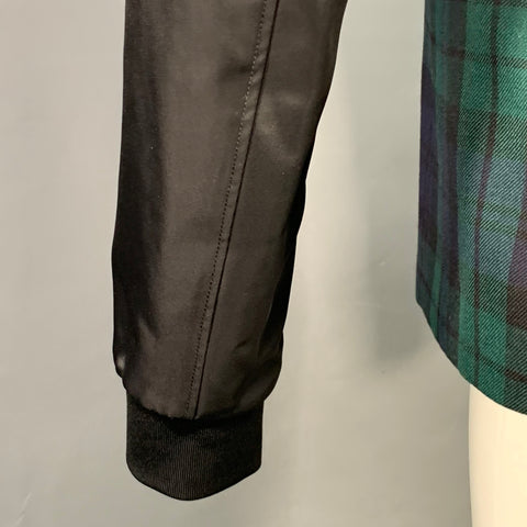 Veste Sport DSQUARED2 Taille 40 Carreaux Écossais Noirs, Verts et Marine en Laine avec Fermetures Éclair