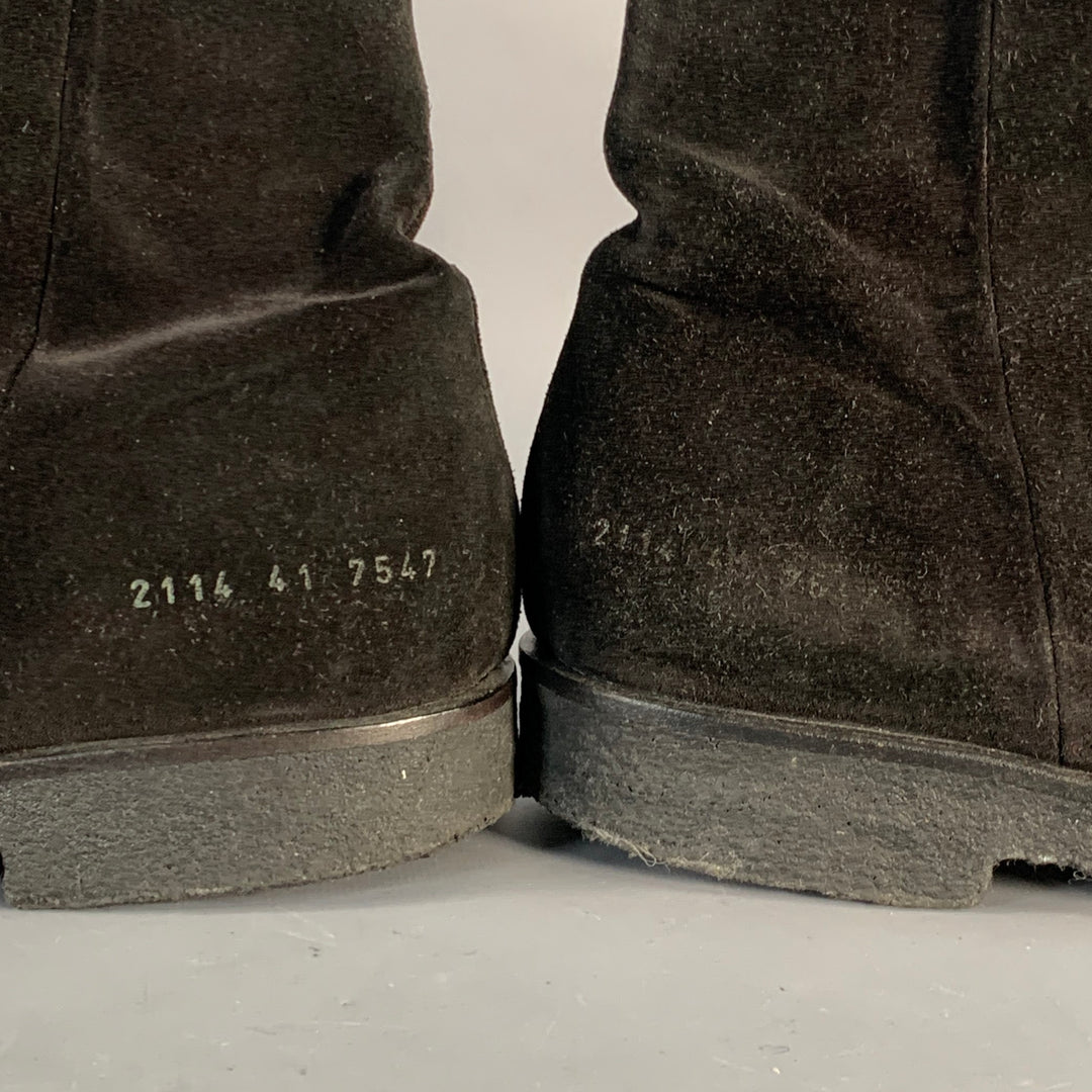 COMMON PROJECTS Size 8 Black Suede Side Zipper Ankle Boots