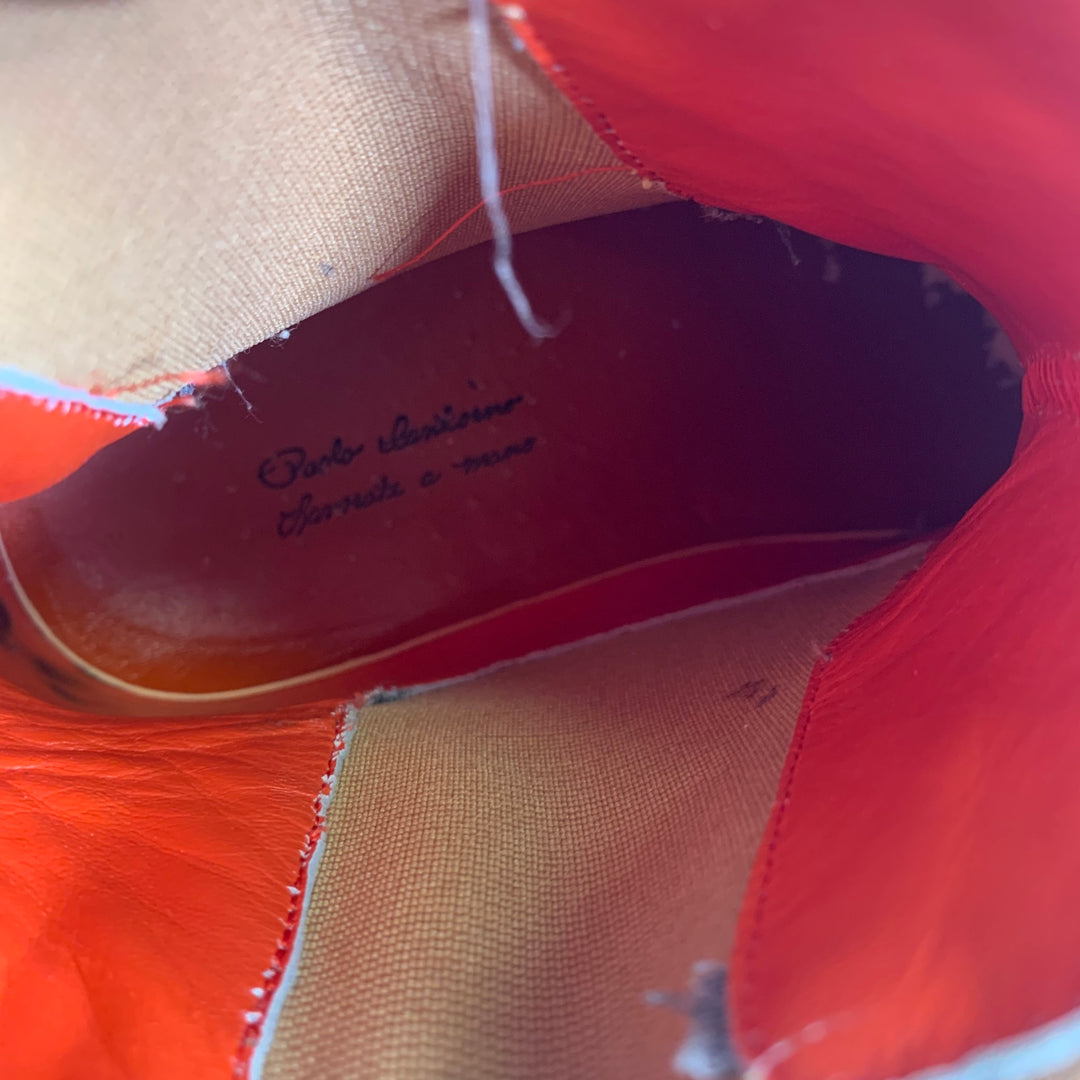 PAOLO SHOES Size 10 Tan Purple Crackled Leather Chelsea Boots