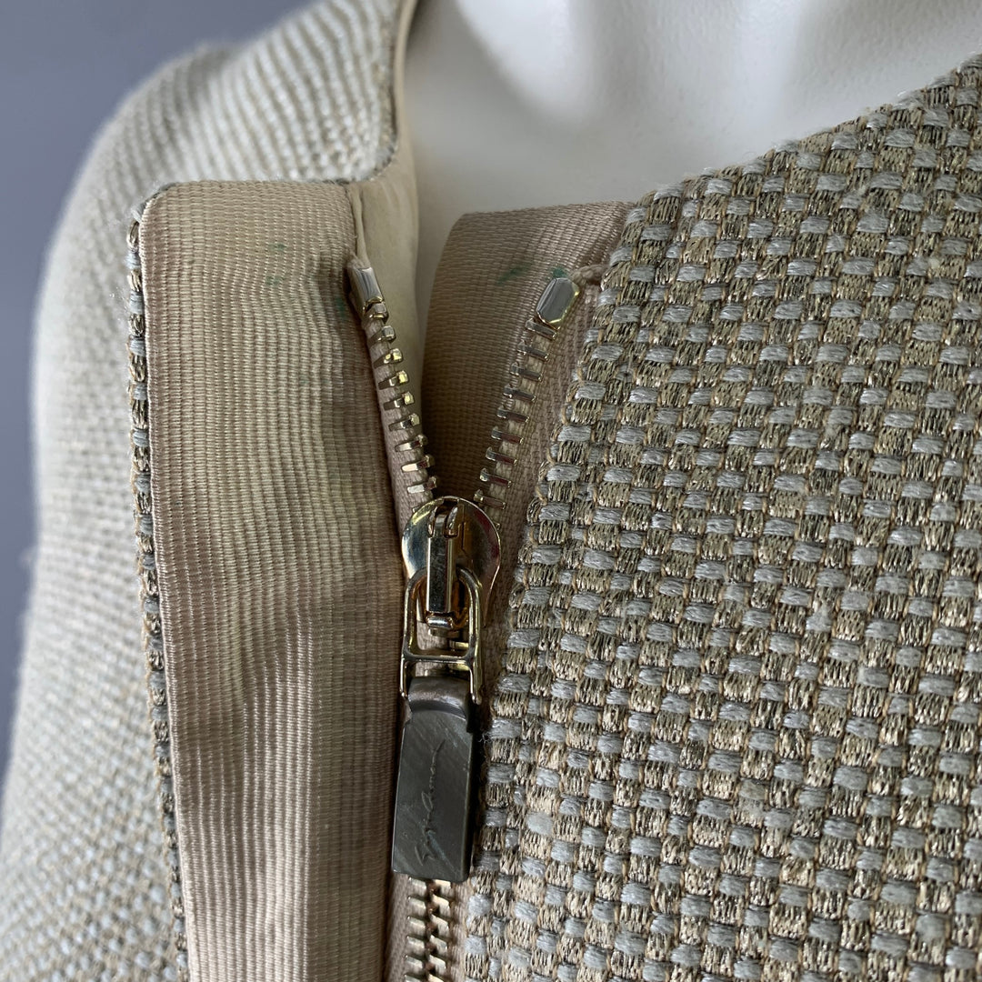GIORGIO ARMANI Size S Grey Gold Polyester Blend Collarless Zip Jacket