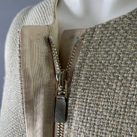 GIORGIO ARMANI Size S Grey Gold Polyester Blend Collarless Zip Jacket