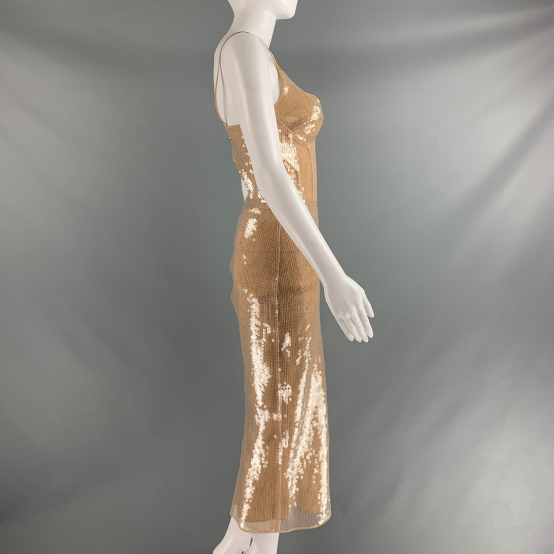 DAVID KOMA Size 6 Beige Nude Mesh Spaghetti Straps Cocktail Dress – Sui  Generis Designer Consignment