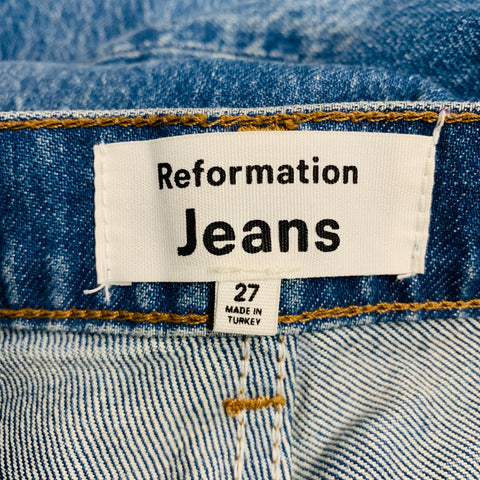 REFORMATION Jean taille haute en mélange de Lyocell bleu taille 27