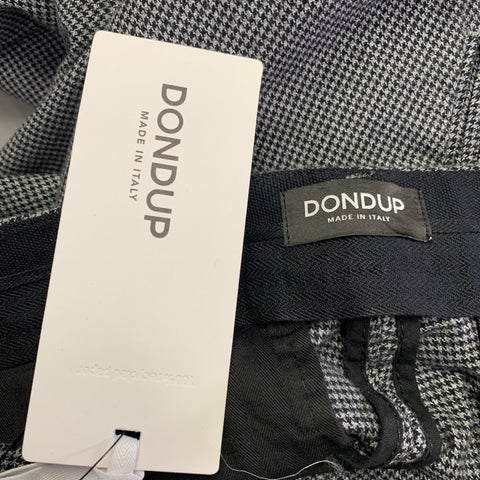 DONDUP Size 35 Black Grey Houndstooth Cotton Blend Flat Front Casual Pants