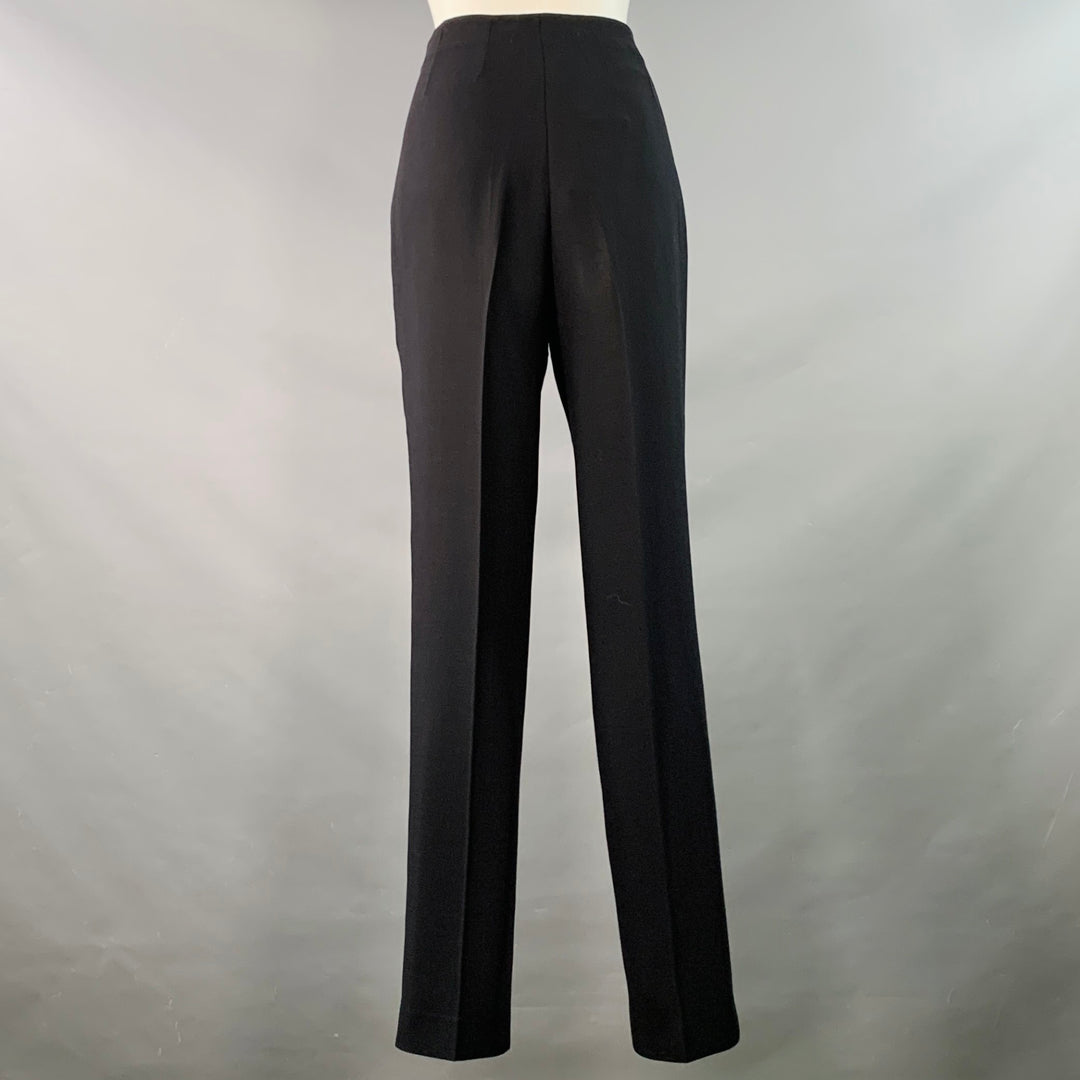 AKRIS Size 8 Black Wool Blend Side Zipper Slim Straight Dress Pants