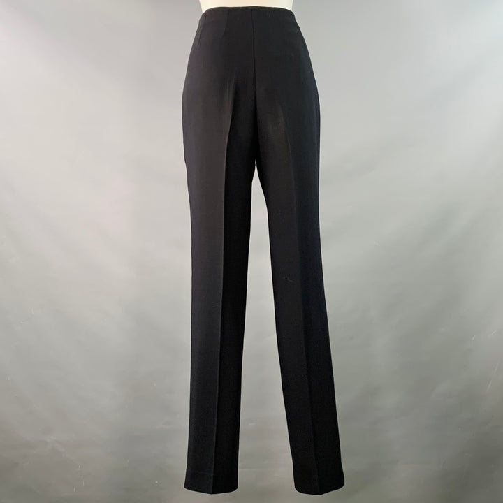 AKRIS Size 8 Black Wool Blend Side Zipper Slim Straight Dress Pants