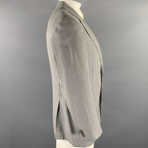 ARMANI COLLEZIONI Size 42 Grey Houndstooth Wool Blend Sport Coat