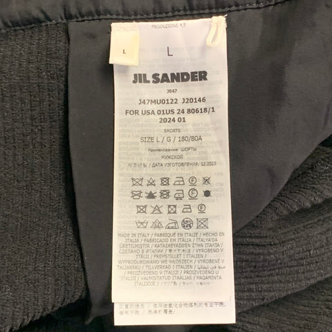 JIL SANDER Size L Black Corduroy Cotton Blend Belted Zip Fly Cargo Shorts