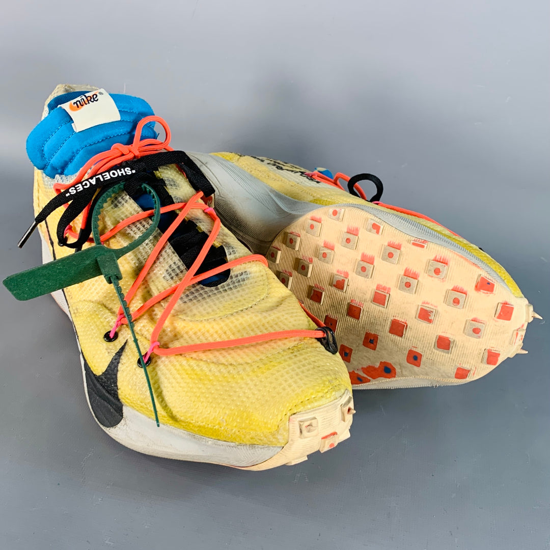 OFF-WHITE x NIKE 2020 Size 15.5 Yellow Blue Color Block Acetate Sneakers