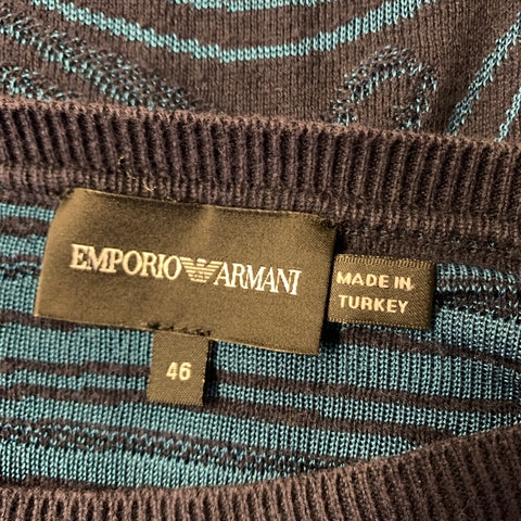 EMPORIO ARMANI Size 36 Navy Blue Abstract  Knit Pullover