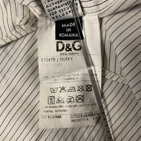 D&G by DOLCE & GABBANA Size XS White Navy Stripe Cotton Short Sleeve Shirt