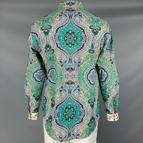 ROBERT GRAHAM Size L Black White Multi Color Print Cotton Long Sleeve Shirt
