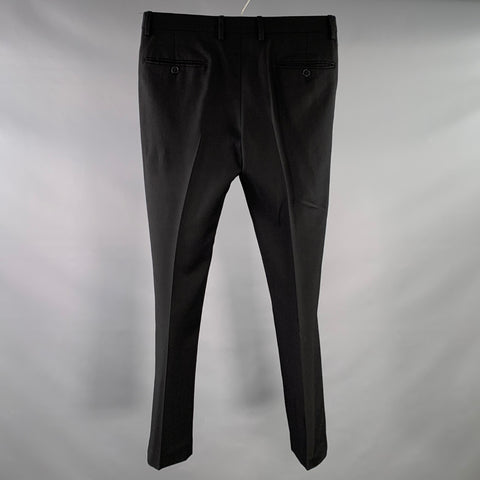 SAINT LAURENT Size 28 Black Wool Pleated Slim Tapered Dress Pants