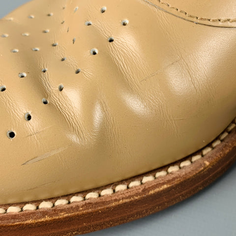 JIL SANDER Size 8.5 Beige Perforated Leather Slip On Loafers