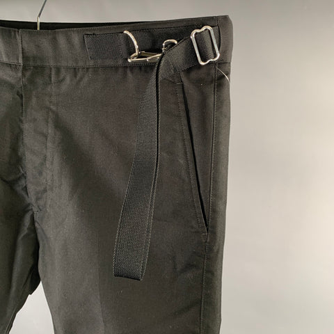 JIL SANDER Size 34 Black Cotton Blend Side Strap Casual Pants