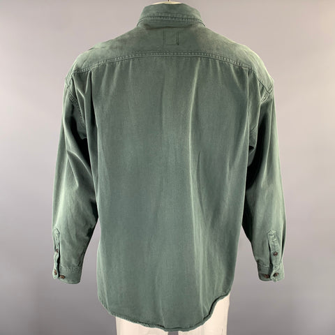 VISVIM Size L Green Wash Cotton Patch Pockets Long Sleeve Shirt