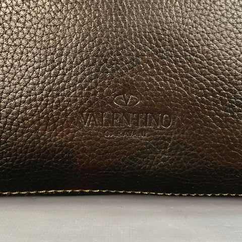 VALENTINO  Brown Olive Camoflage Ombre Leather Zip Up Clutch
