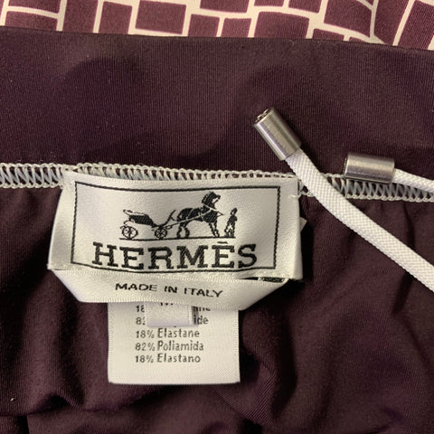 Maillot de bain HERMES taille M, couleur bordeaux et blanc avec cordon de serrage