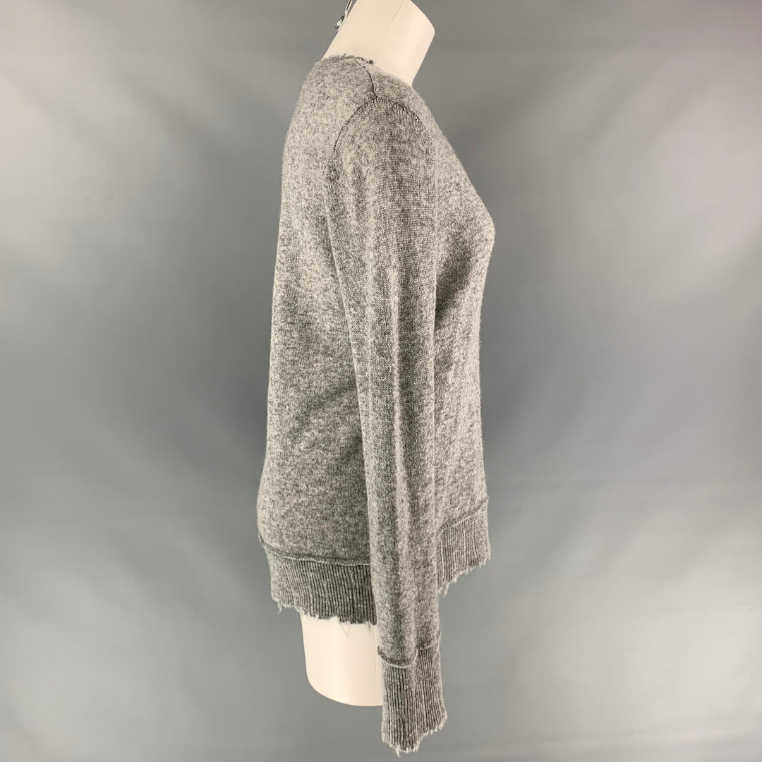 R13 Size S Grey Heather Distressed Cashmere Sweater