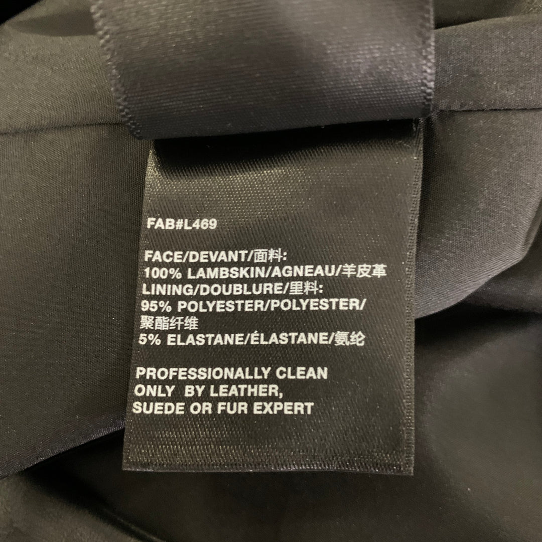 LAFAYETTE 148 Size 12 Black Leather Lambskin Pencil Mid-Calf Skirt