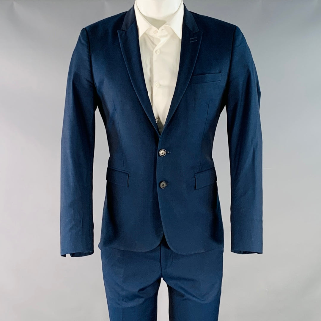 THE KOOPLES Size S Navy Wool Fitted Single Breasted Peak Lapel Suit