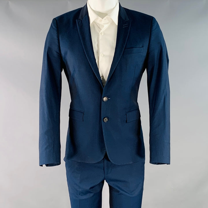 THE KOOPLES Size S Navy Wool Fitted Single Breasted Peak Lapel Suit