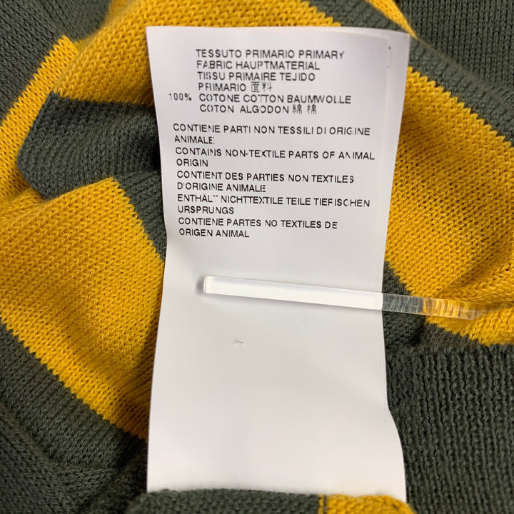 MARNI Size M Green Yellow Stripe Cotton V-Neck Cardigan