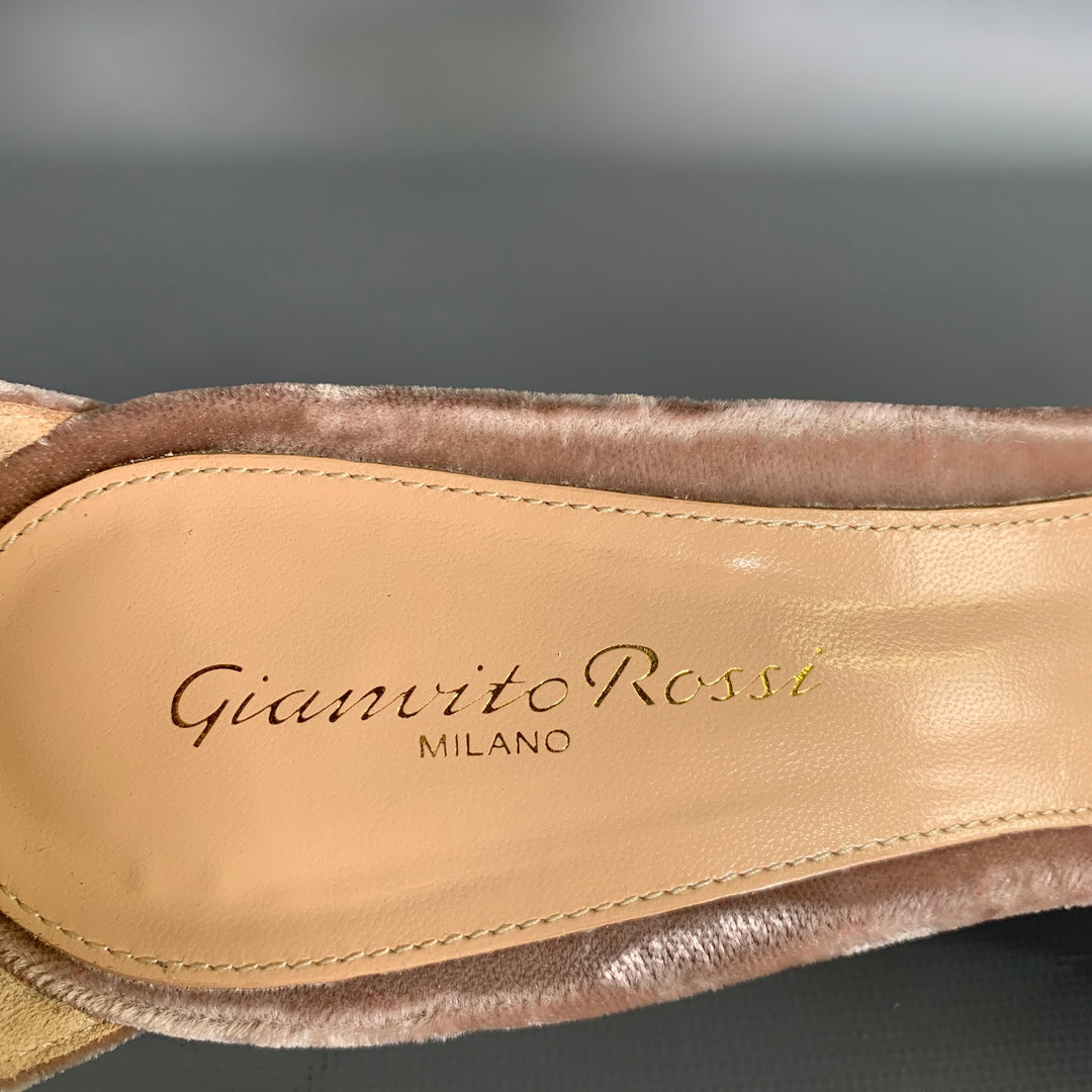GIANVITO ROSSI Size 9.5 Tan Champagne Velvet Stiletto Sandals