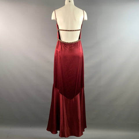 BADGLEY MISCHKA Size 6 Burgundy Gold Maxi Dress