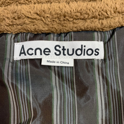 ACNE STUDIOS Size S Brown Textured Polyester Faux Fur Shirt Jacket