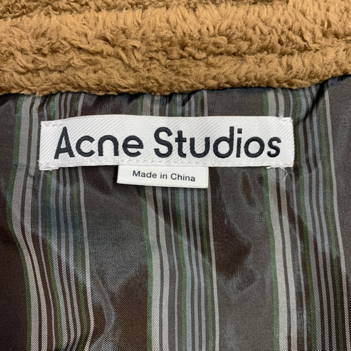 ACNE STUDIOS Size S Brown Textured Polyester Faux Fur Shirt Jacket