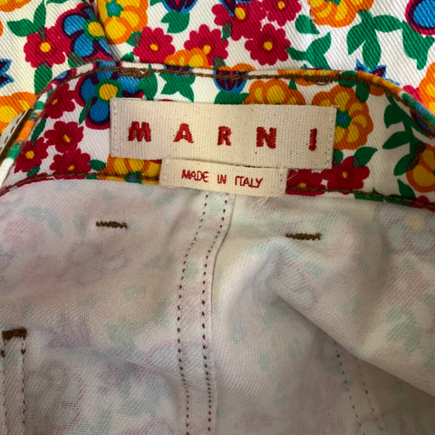 MARNI Size 34 Multi Color Floral Cotton Elastane Zip Fly Casual Pants