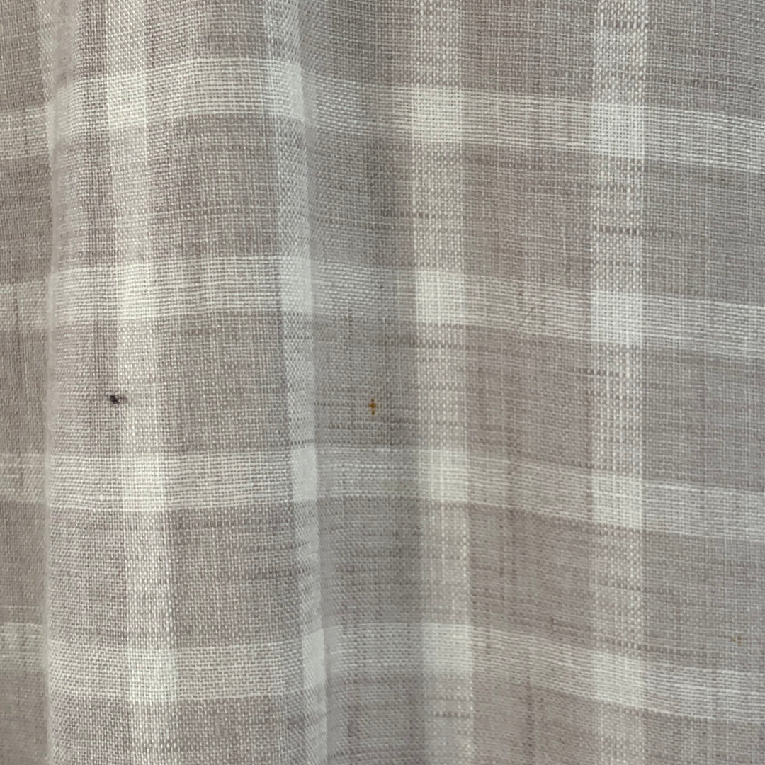 ERMENEGILDO ZEGNA Size L Grey White Plaid Linen One Pocket Short Sleeve Shirt