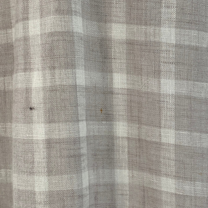 ERMENEGILDO ZEGNA Size L Grey White Plaid Linen One Pocket Short Sleeve Shirt