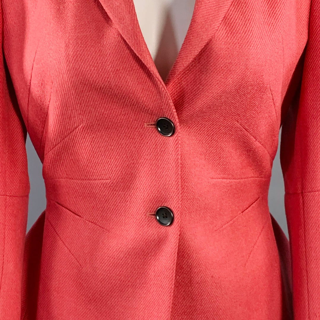 AKRIS PUNTO Size 8 Pink Wool Cashmere Twill Cinched Jacket Blazer