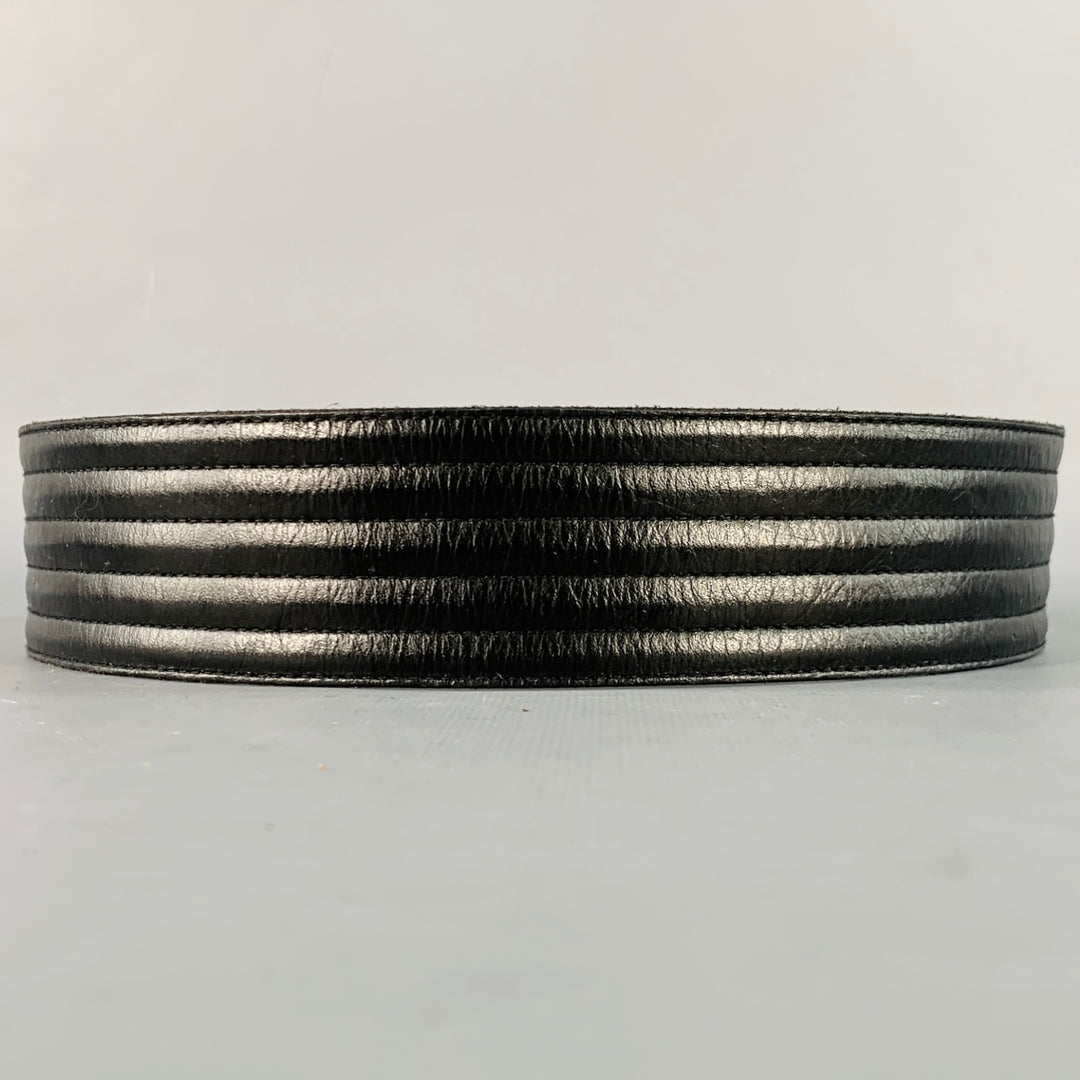YVES SAINT LAURENT Size M Black Quilted Leather Belt