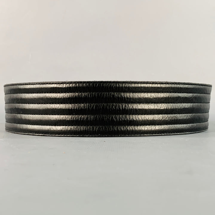 YVES SAINT LAURENT Size M Black Quilted Leather Belt