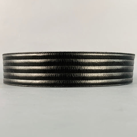 YVES SAINT LAURENT Size M Black Quilted Leather Belt