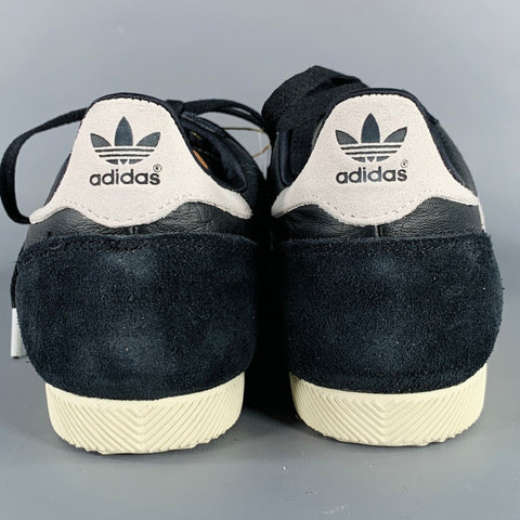 ADIDAS JAPAN Size 10.5 Black White Leather Two Tone Low Top Sneakers