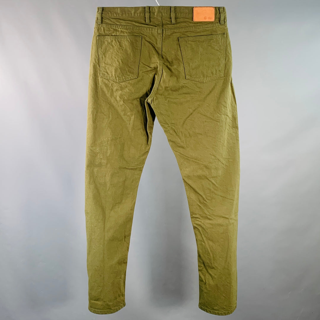 TAYLOR STITCH Size 38 Olive Green Twill Cotton Straight Selvedge Jeans