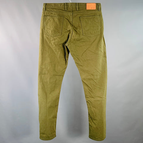 TAYLOR STITCH Size 38 Olive Green Twill Cotton Straight Selvedge Jeans