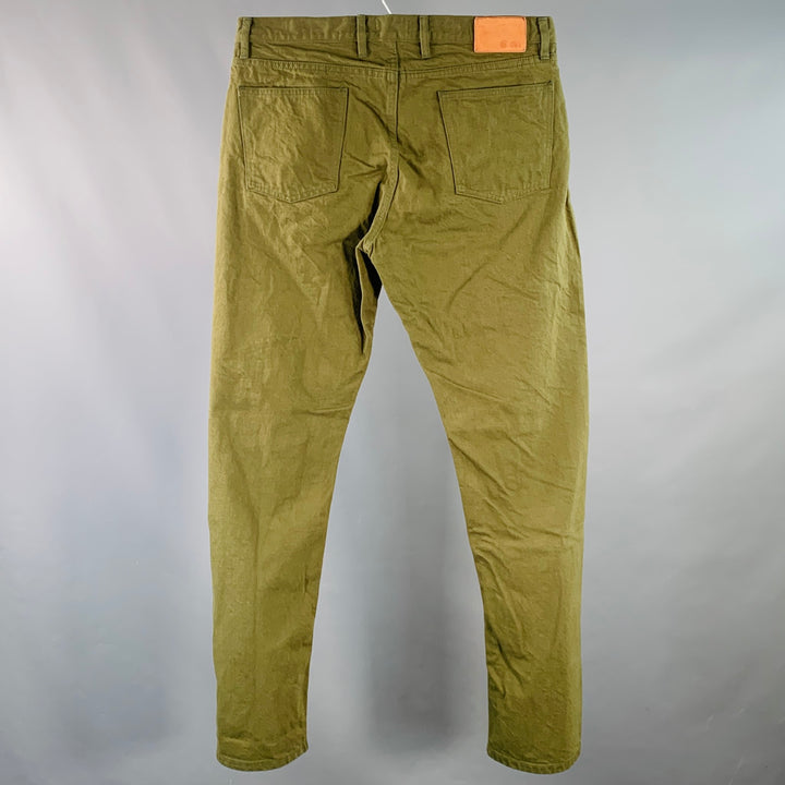 TAYLOR STITCH Size 38 Olive Green Twill Cotton Straight Selvedge Jeans