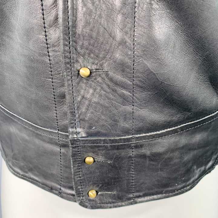 AL'S ATTIRE Size S Black Leather Studs Club Collar Jacket