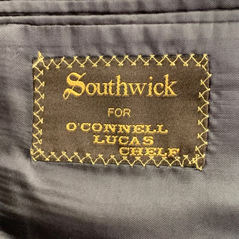 SOUTHWICK Size 42 Long Charcoal Purple Pinstripe Wool Notch Lapel Suit