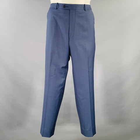 PETER MILLAR Size 44 Regular Blue Wool Notch Lapel Suit
