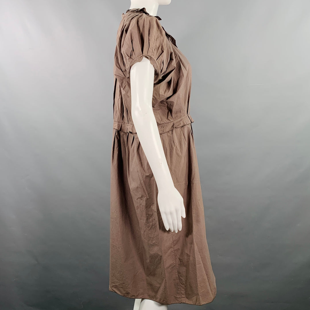 MARNI Size S Khaki Cotton Pleated Knee Length Dress Sui Generis Designer Consignment MARNI Size S Khaki Cotton Pleated Knee Length Dress Sui Generis Designer Consignment